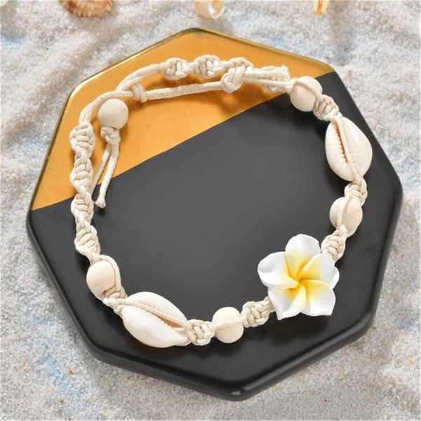 Bayetss Shell Ankel Armbånd Blomma Fot Kedja Snäckskal Pärla Ankel Ankel Blomma Ankel Armbånd Fot Smycken for women, Gul