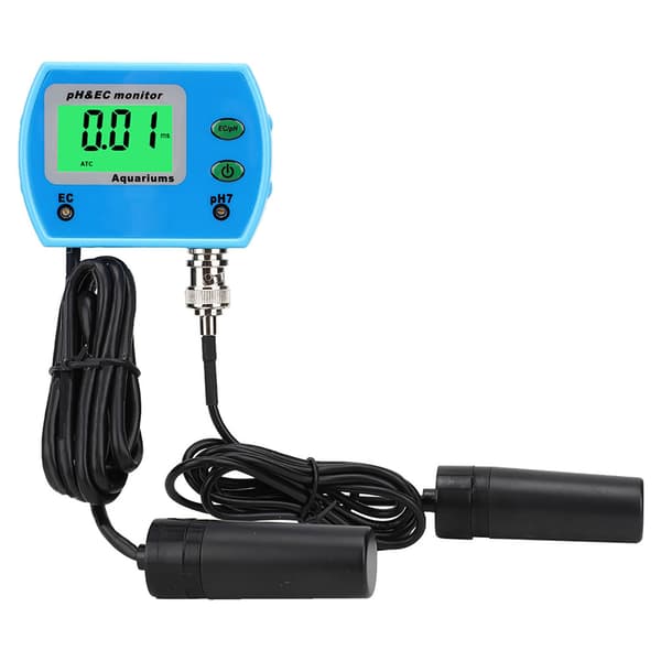 Profesjonell 2-i-1 PH EC-måler Multifunksjonell Vannkvalitetsmonitor for Akvarium 220V EU-plugg