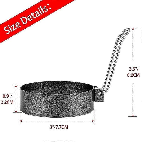 6-pakning eggering, runde eggeringer i rustfritt stål, non-stick stekepanneformer - Bra black