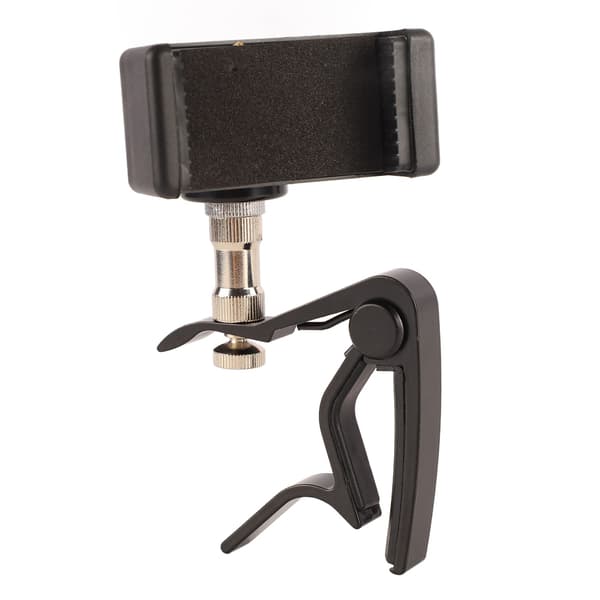 Gitarr Capo Telefonhållare Clip On Metall Bärbar Elbas Ukulele Tillbehör