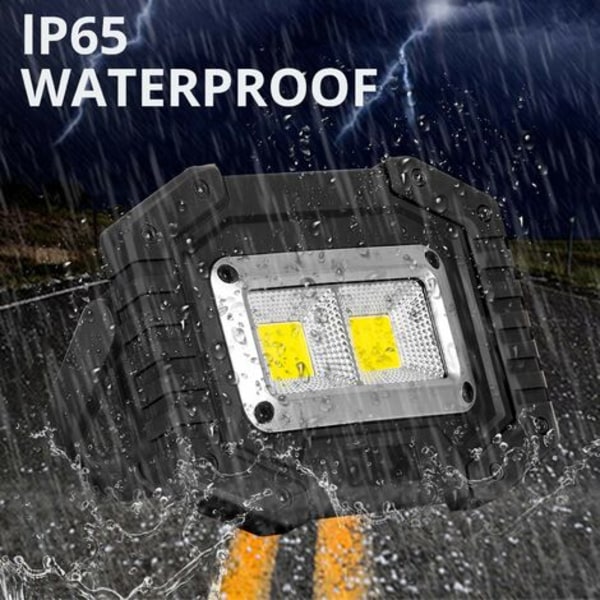 Konstruktionsspot, USB Genopladeligt LED Arbejdslys Ultra Bright Vandtæt IP65 med Stander til Camping, Fiskeri, Wo