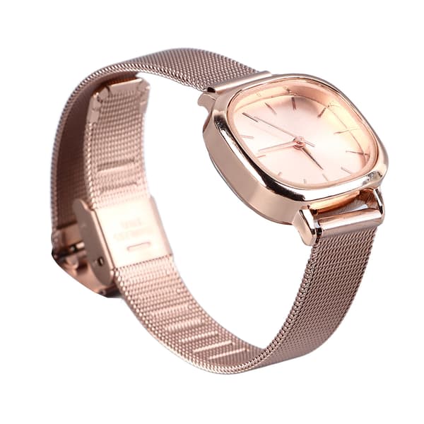 Dame Guld Plating Quartz Ur Rustfrit Stål Rem High Definition Stilfuld Gradient Urskive Dekor Armbåndsur Rosaguld