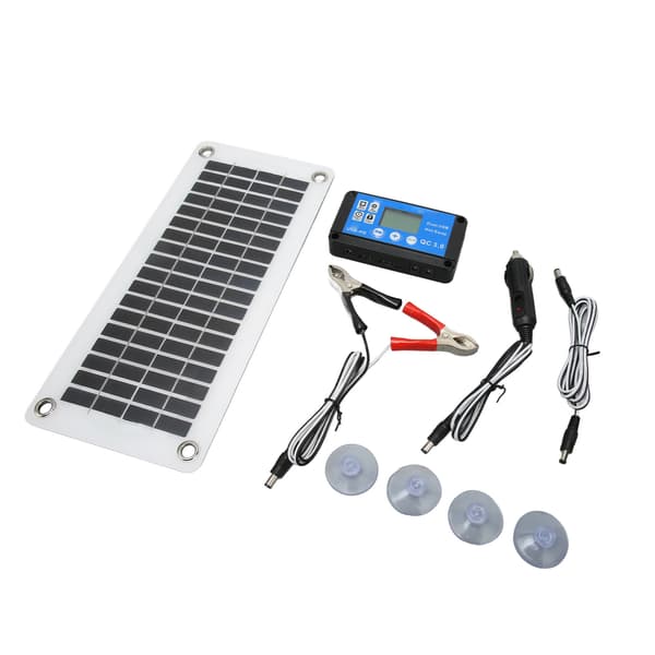 12V 30W Bærbart Solcellepanelmodul med Kontroller Sugekopp for Bobil Båt Bil Camping