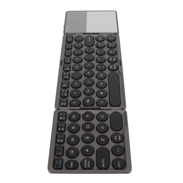 Rund Nøgle Bluetooth Foldbart Tastatur med Touchpad Universal 140mAh Trådløs 64 Nøgle Sammenfoldelig Sort