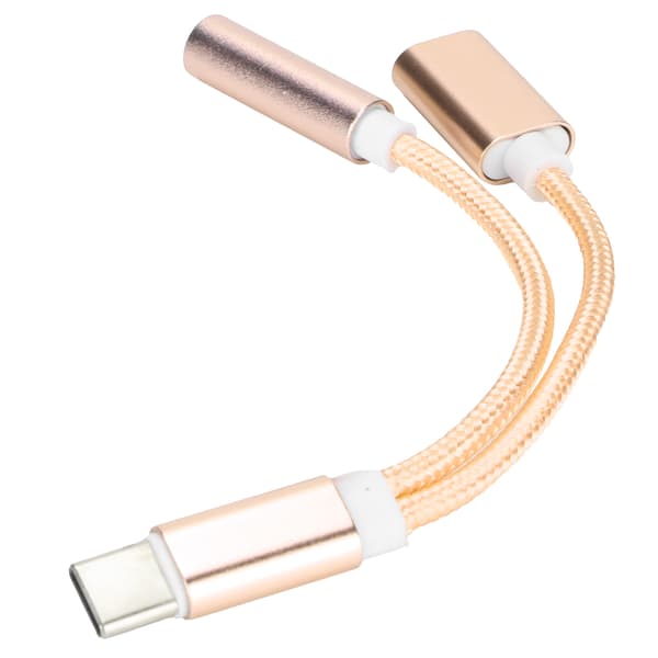 Type C til 3,5 mm Audio Oplader Adapter 2 i 1 Konverter til Xiaomi Huawei Guld
