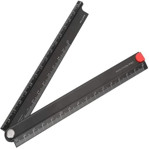 Folding Ruler, Metal Rulers Aluminum Alloy Folding Ruler 0-300mm 90° Simple Folding Ruler Metal Stationery Ruler
