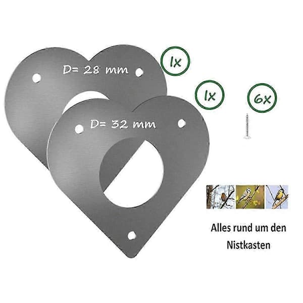 Hackspettsskydd för holk och fågelhus (28 + 32 mm) Silver