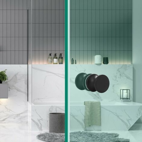 Pair of Stainless Steel Sliding Shower Door Glass Handles for Bathroom Kitchen Home Office Hotel (Single Pit Bright Light)