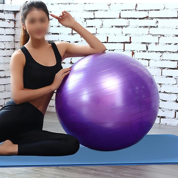 Balance Stabilitetsbold, Yogabold Med Pumpe Purple 75Cm