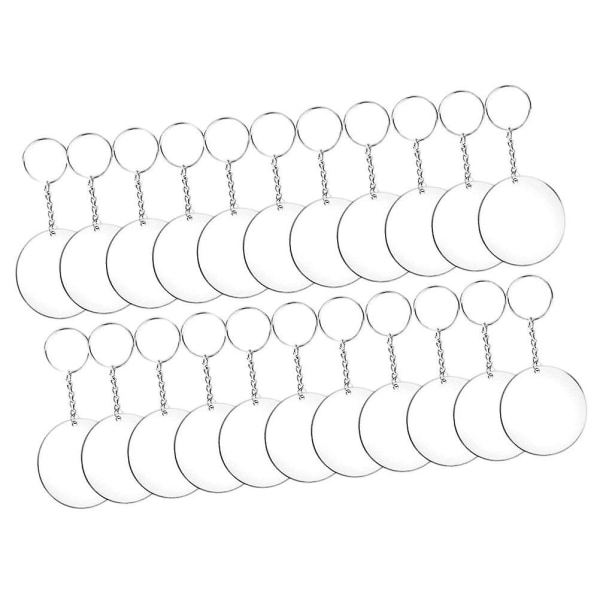 24 st Akryl Transparent Circle Discs Set Nyckelringar Klar Rund Akryl Nyckelring Blanks Nyckelring för gör-det-själv (transparent)