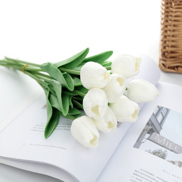 3-Pak Tulip Kunstige Blomster Kunstige Blomster White