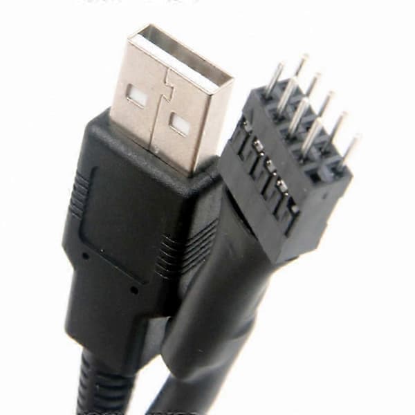 9-bens han til ekstern USB A han PC bundkort intern dataforlængerkabel 20cm-Yvan Black
