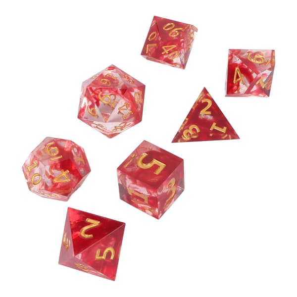 7 st Resin Polyhedral Tärningsset Blodfärg Klara Siffror Rollspel Brädspel