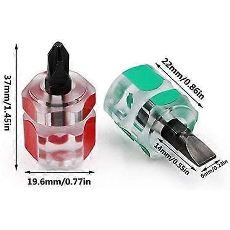Short Screwdriver, 3 Pieces Mini Slotted Screwdriver and 3 Pieces Short Phillips Screwdrivers