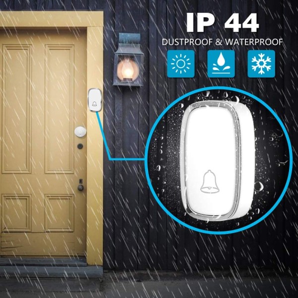 Wireless doorbell, plug and play waterproof doorbell kit; 1000 foot operating range; 36 ringtone quality sounds; 4-level