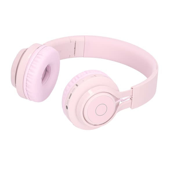 Bluetooth-hörlurar för barn LED-ljus Stereo Vikbara Hörselskydd Trådlösa Rosa