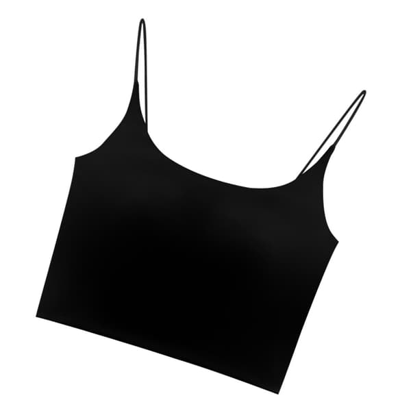 Dame Spaghetti Strop Tank Top Slim Fit Bryst Polstret Åndbar Ærmeløs Basic Camisole Sort 40-62,5 kg
