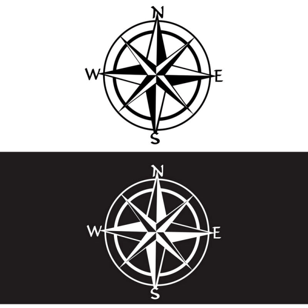 Kompas reflekterende personlighed kropsmærkat (hvid)