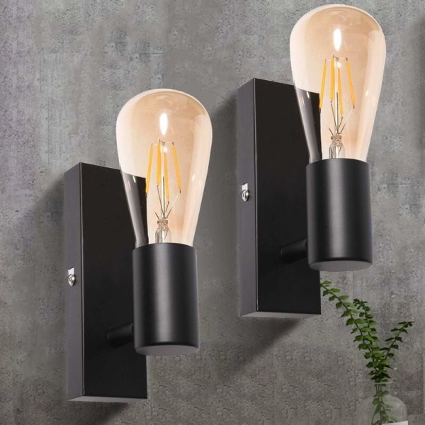 Vintage industriel sort indendørs væglampe Retro justerbar LED væglampe væglampe til bar, cafe, sengekant, S