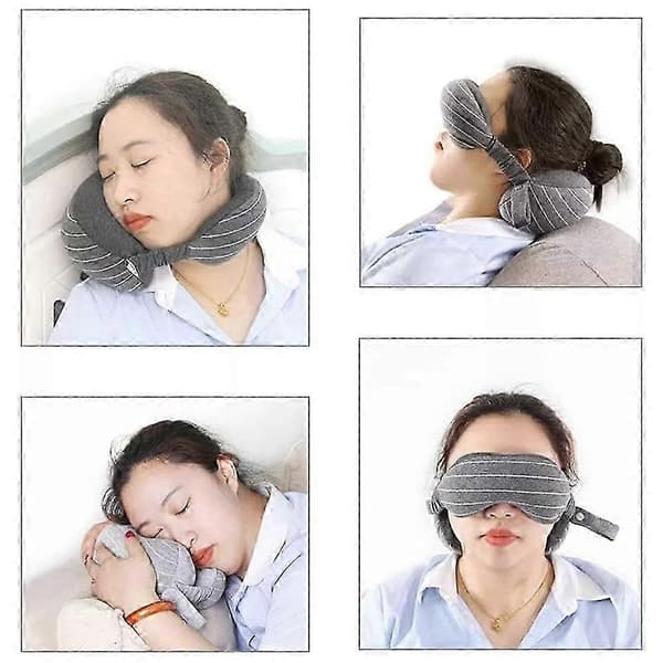 2 i 1 Ögonmask Resekudde U-formad Sovögonmask Sovnackstöd light grey
