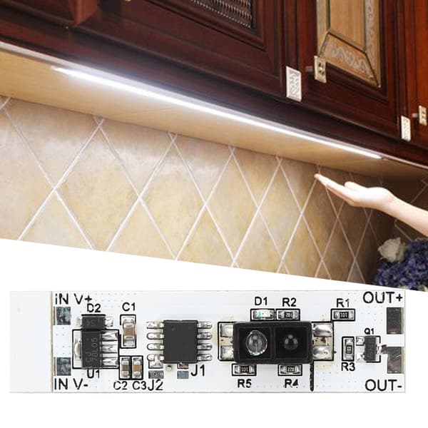 Infrarød Refleksjonssensor Brytermodul Håndbevegelse LED Skaplampe DC 5V til 12V
