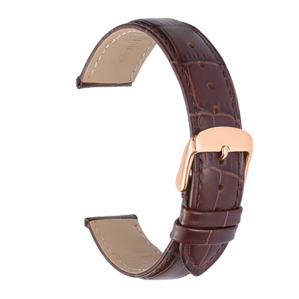 Watch i läder Watch - Snabbkopplingsrem med spänne i rostfritt stål - Vattentätt kalvskinn — 1,2 brunt, guldspänne,