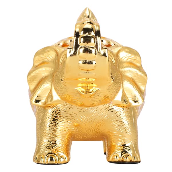 Elefantformet Røgelsesbrænder Aromaterapi Ornament til Stue Entré Soveværelse Guld Hvid Baggrund