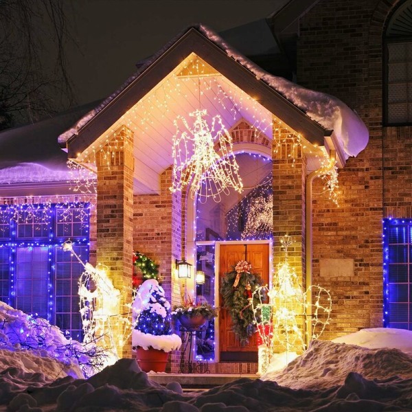 Aurinko-LED-lomanauhavalot Jouluvalot ([22 metriä 200 valoa] lämmin valkoinen)，Sopii festivaaleille, osa