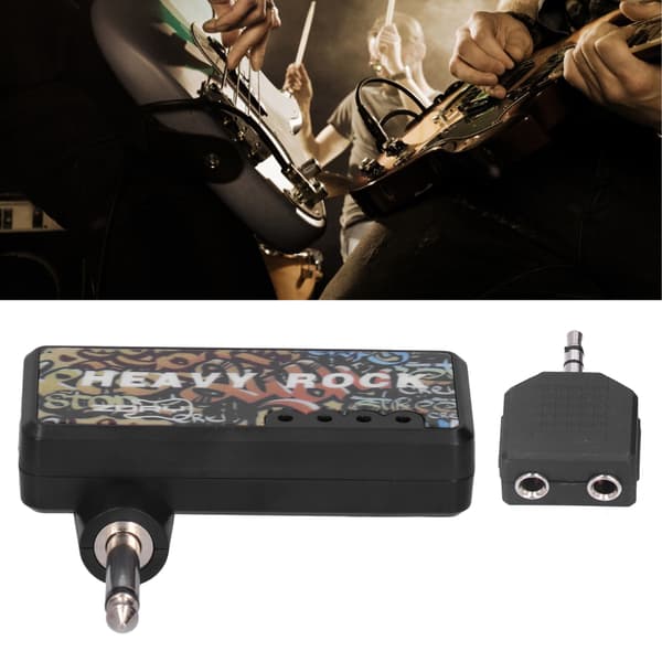 Guitar Bas Hovedtelefonforstærker - USB-opladning, Lydkabeladapter - Sort - 1 sæt