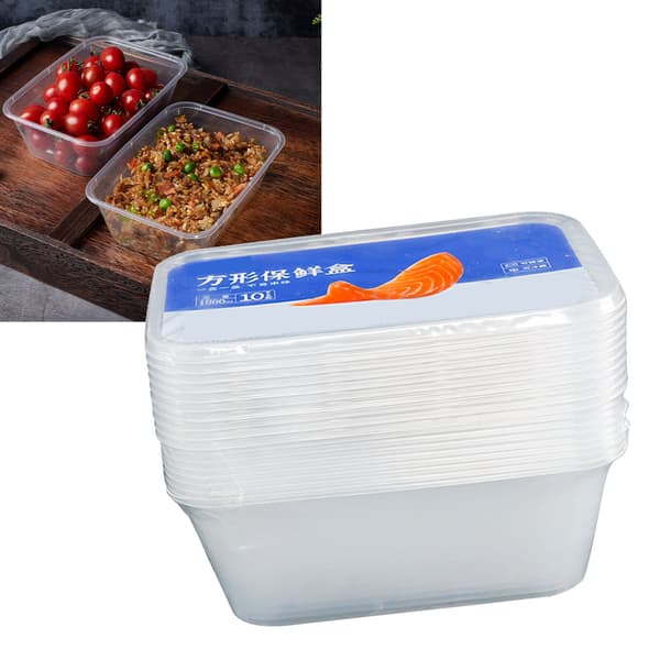 10 Set Transparent Matlåda Matförvaringsbehållare med Lock för Hem Camping Picknick
