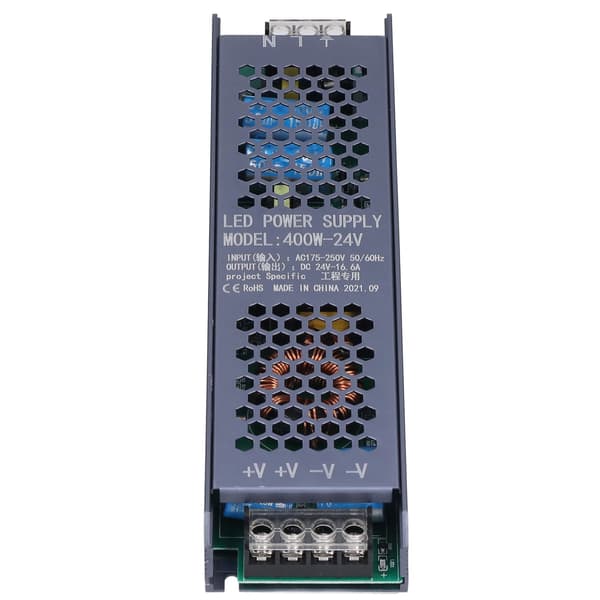 LED Switching Strømforsyning Driver 400W AC175‑250V til 24V 16.6A Magnetisk Lys Transformator Svart Lang Stripe
