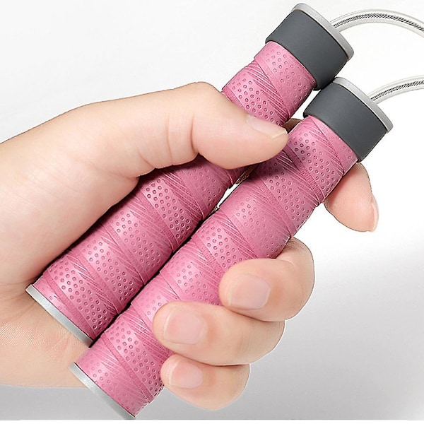 Vägt hopprep för fitness . Bekväma grepp. Tangle Free, justerbar Jumprope. Boxning, konditionsträning, gym Light Pink With Counterweight