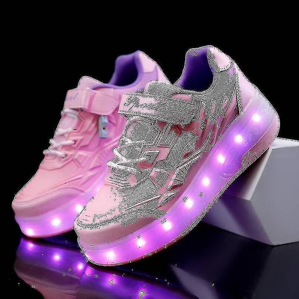 Børnesneakers Dobbelthjulede sko Led Light Sko Q7-yky Pink 35