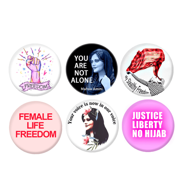 Stå med kvinnorna i Iran Knappar Kvinnors liv Frihet Brosch G