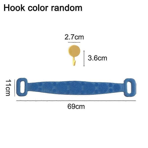 Extra Long Silicone Back Scrubber Belt - Double-Sided Bath Strap for Deep Cleaning and Massage - Blue