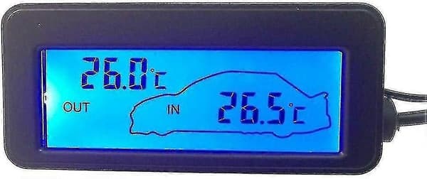 Bil Interiør Og Eksteriør Termometer Dc12v Digitalt Termometer Biltermometer Bakgrunnsbelyst Mini Lcd The-Yvan
