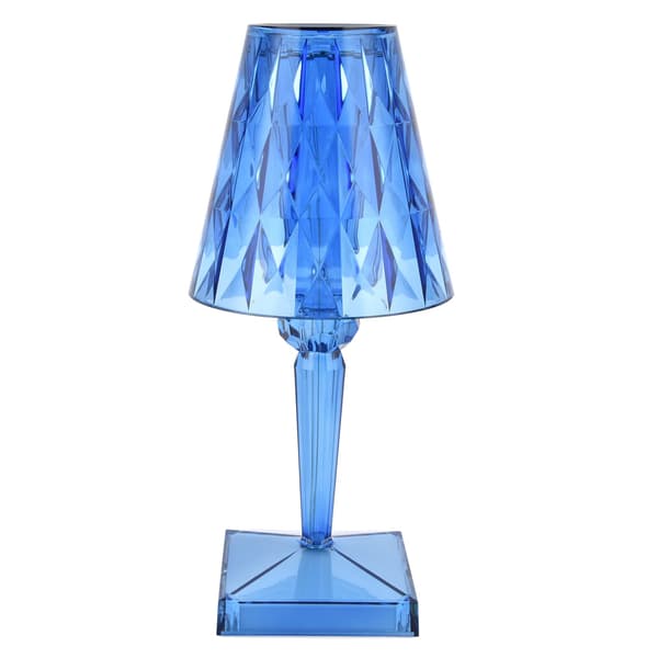 LED Krystall Bordlampe Dimbar USB-lading Transparent Prisme Skrivebordslampe Blå