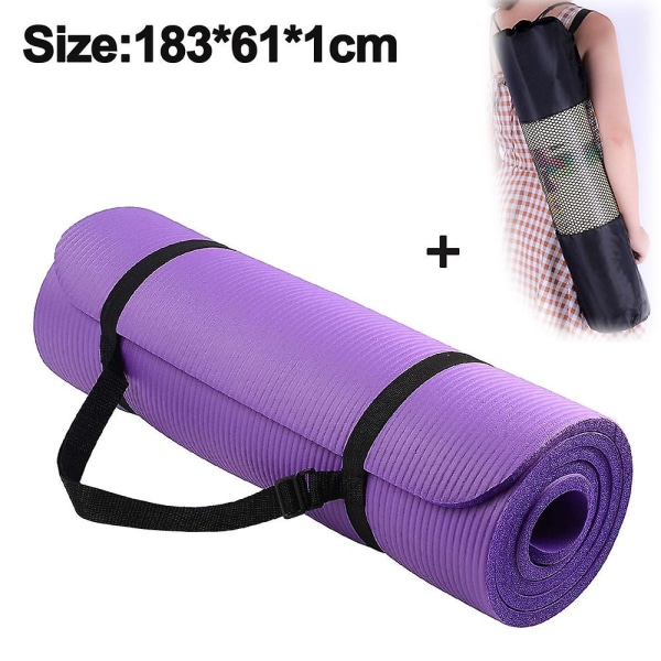 Yogamatta, halkfri träningsyogamatta, matta träningsmatta med bärrem för kvinnor Yoga, pilates, meditation, träning hemmagym, golvträning Purple