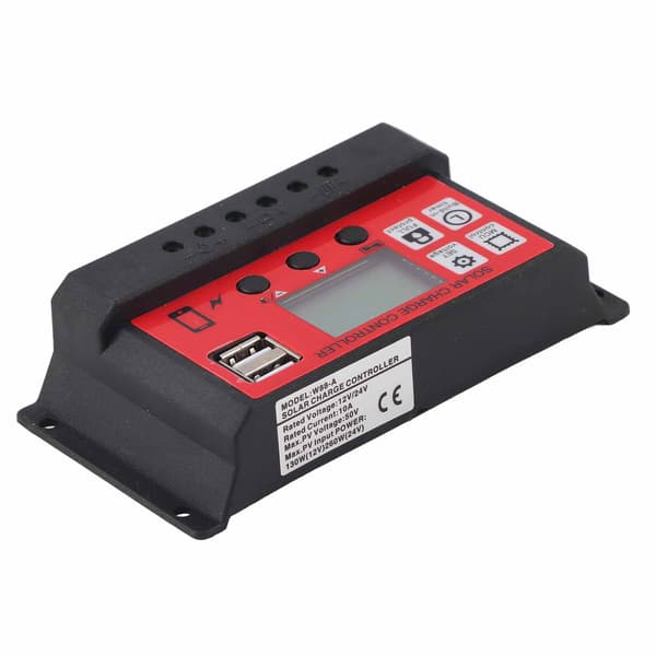 Solar Charge Controller Justerbar Solpanel Batteri Intelligent Regulator med LCD-display 12V 24V10A