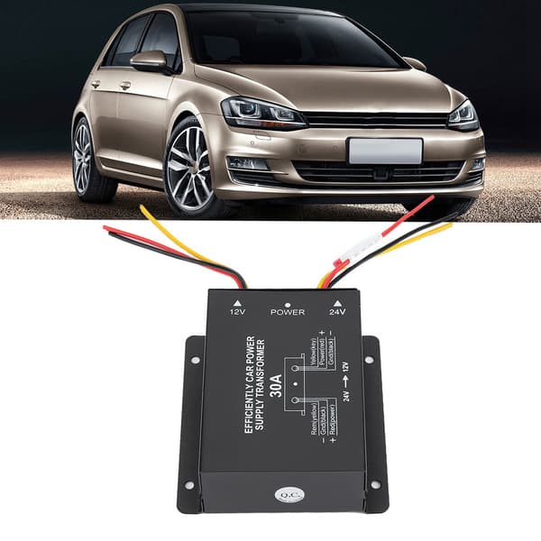 Auto DC strømtransformator omformer DC 24V til 12V bilspenningsreduserer (30A)