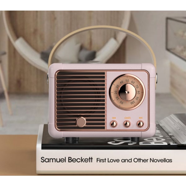 Retro kannettava audio, nostalginen mini bluetooth kaiutin (vaaleanpunainen),