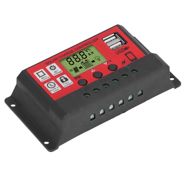 Solar ladecontroller justerbar solpanel batteri intelligent regulator med LCD-display 12V 24V30A