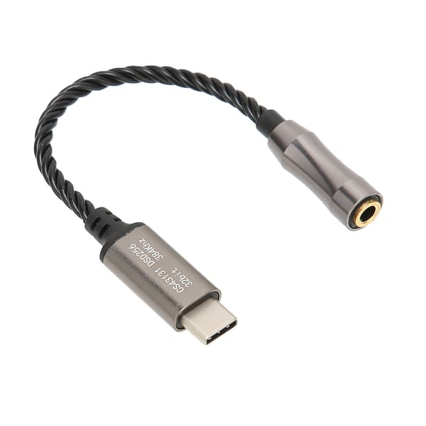 Typ C till 3,5 mm Hörlursförstärkare 15 cm 5,9 tum 120 dB för Android PC Svart