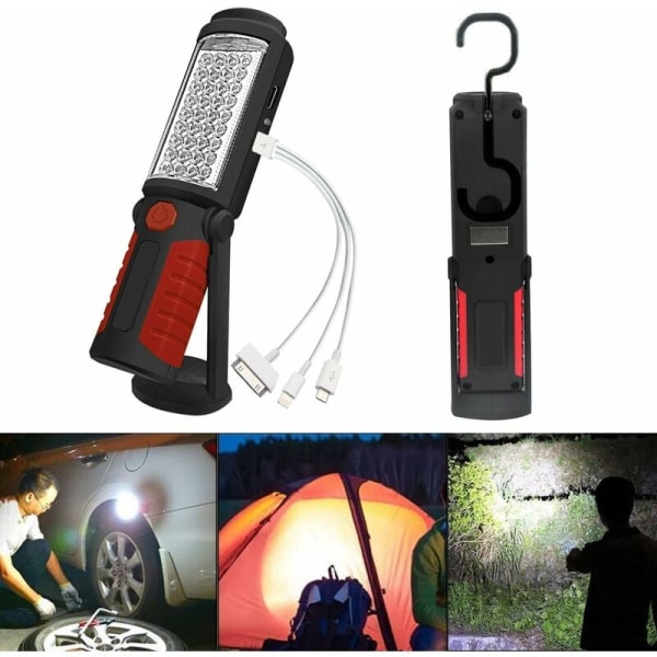 USB genopladeligt udendørs nødarbejdslys med stativ (rød)， til udendørs camping, picnic, eventyr