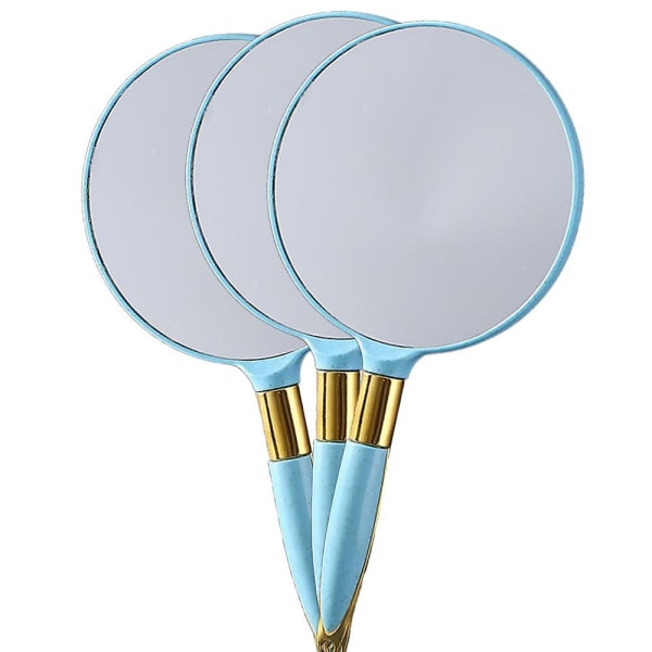 Håndspejl, håndholdt spejl med håndtag, high-definition retro makeup spejl Beauty dressing Bærbar håndbagage Blue