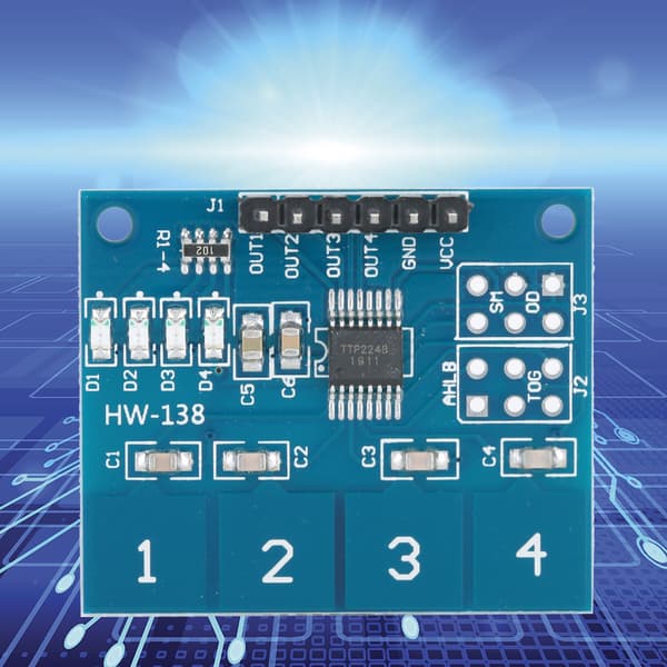 5 stk. TTP224 4-kanals kapasitiv berøringsbrytermodul digital sensor elektrisk utstyr