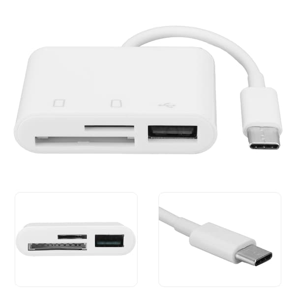 3 i 1 Typ C Minneskortläsare USB Hub Adapter för Laptop Telefon Dataöverföring