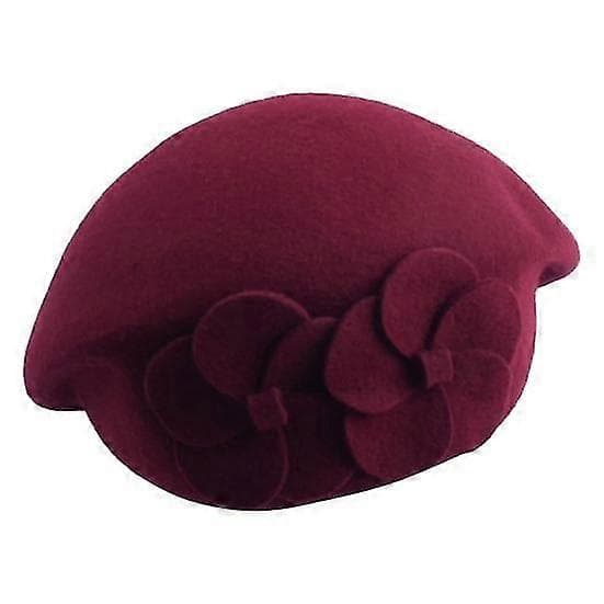 Fransk hat elegant koldtæt strækbar sød efterår vinter piger stil baret til dating-Yvan wine red