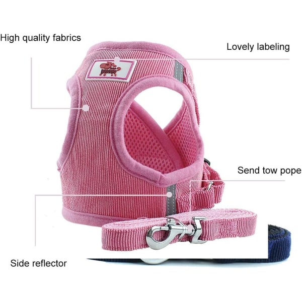 Hundesele, hundevest til kæledyr, justerbar hundesele, soft air mesh-vest til små hunde kat, pink xl,