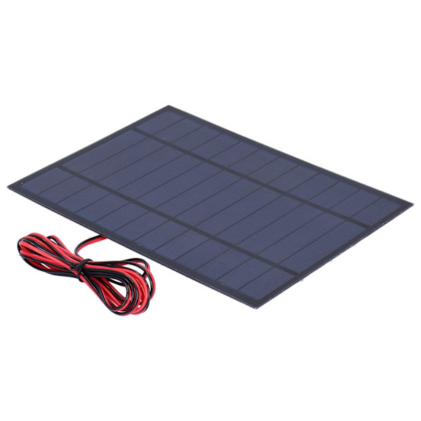 6W 6V Solpanel Epoxy Modul Board Polysilicium med 200cm Rød Sort Ledning